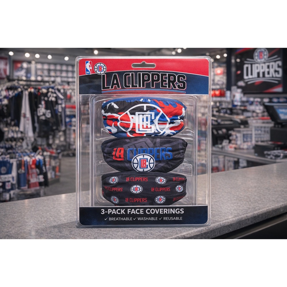 LA Clippers 3-Pack Face‎ Coverings Breathable Washable Reusable Masks New